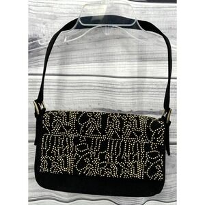JOAN BOYCE BLACK GOLD STUDDED SHOULDER BAG PURSE - NEW WITHOUT TAGS